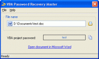 VBA Password Recovery Master 2.0 screenshot. Click to enlarge!
