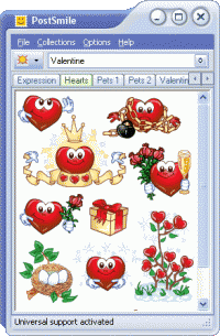 Valentine Smiley Collection for PostSmile 5.4 screenshot. Click to enlarge!