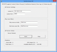 VaxTele SIP Server SDK 2.4 screenshot. Click to enlarge!