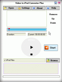 Video to iPod Converter Plus 2.0 screenshot. Click to enlarge!