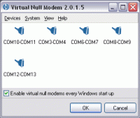 Virtual Null Modem 2.5.6.209 screenshot. Click to enlarge!