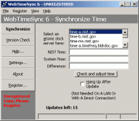 WebTimeSync 6.1 screenshot. Click to enlarge!