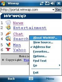 WinWAP for Windows Mobile Professional 4.2.0.290 screenshot. Click to enlarge!