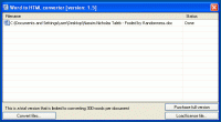 Word to HTML converter 1.6.1 screenshot. Click to enlarge!