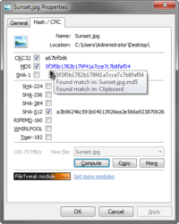 febooti fileTweak Hash & CRC 3.7.0 screenshot. Click to enlarge!