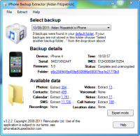 iPhone Backup Extractor 7.4.8.1596 screenshot. Click to enlarge!