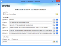 zebNet Checksum Calculator 1.1.3.0 screenshot. Click to enlarge!