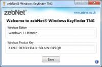 zebNet Windows Keyfinder TNG 5.0.0.1 screenshot. Click to enlarge!